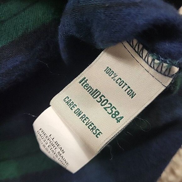 LL Bean Flannel Pajama Top Women Size Small Green Scotch Plaid Button Up - Picture 6 of 8